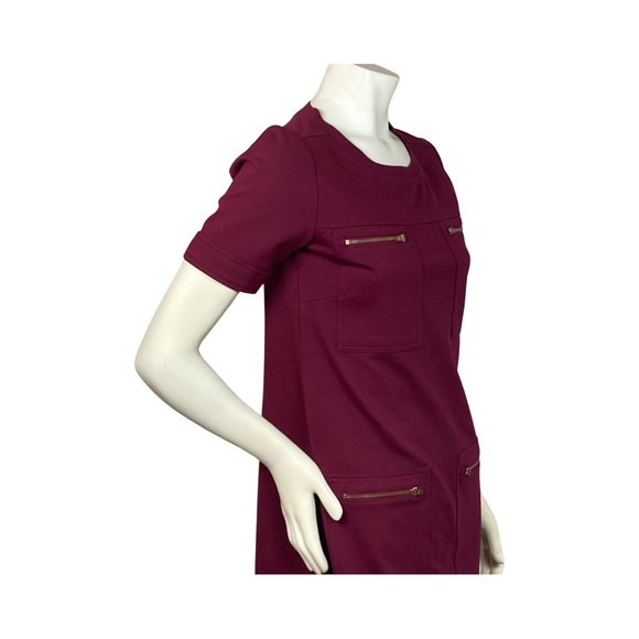 J Crew Zipper Ponte Dress In Burgandy Size 2 Style #B4094 - Picture 8 of 11